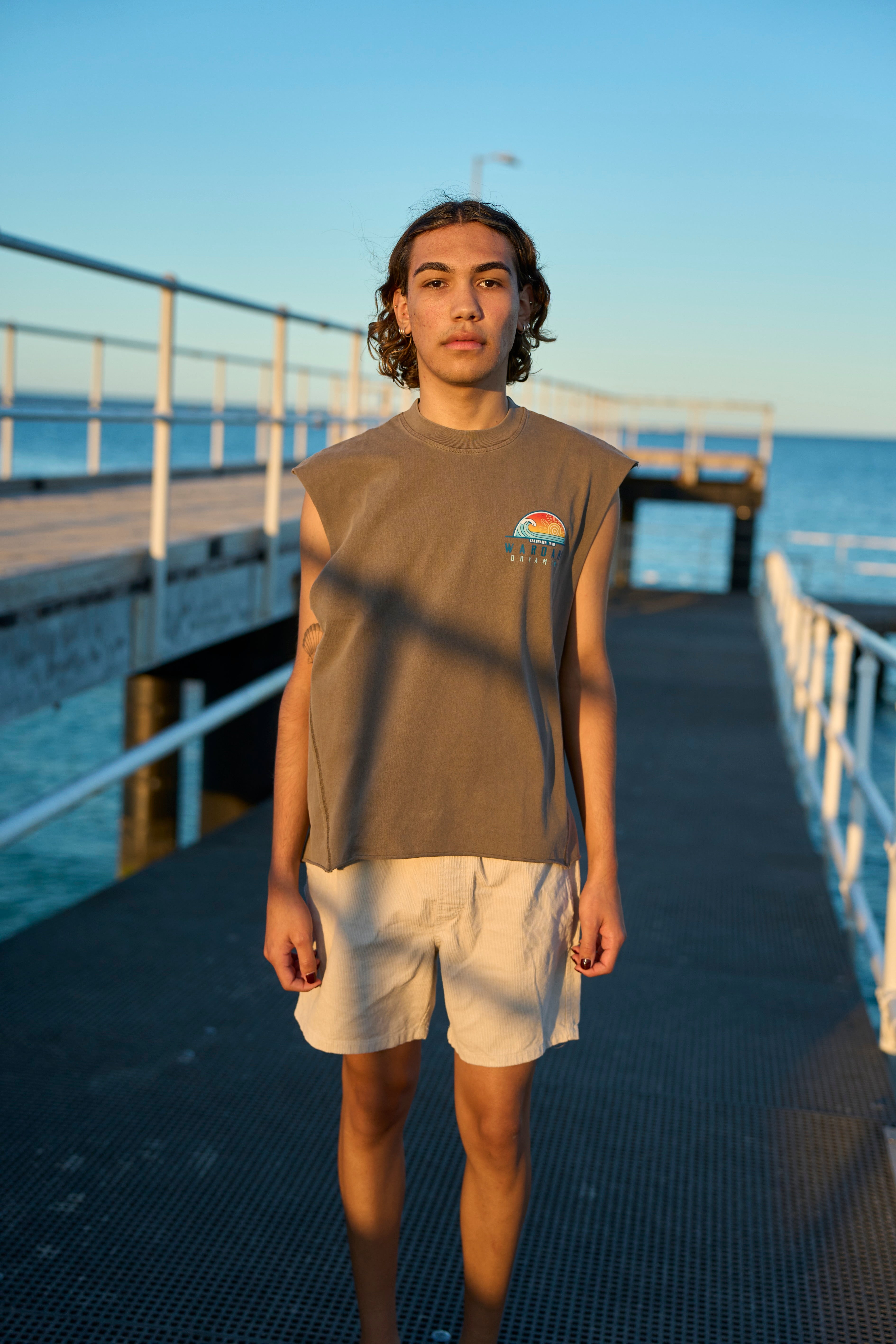Cotton Vintage Wash Raw Edge Hem Singlet/Vest - UNISEX